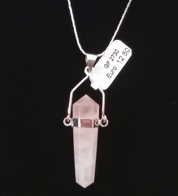 Rose Quartz Crystal Point Pendant #2