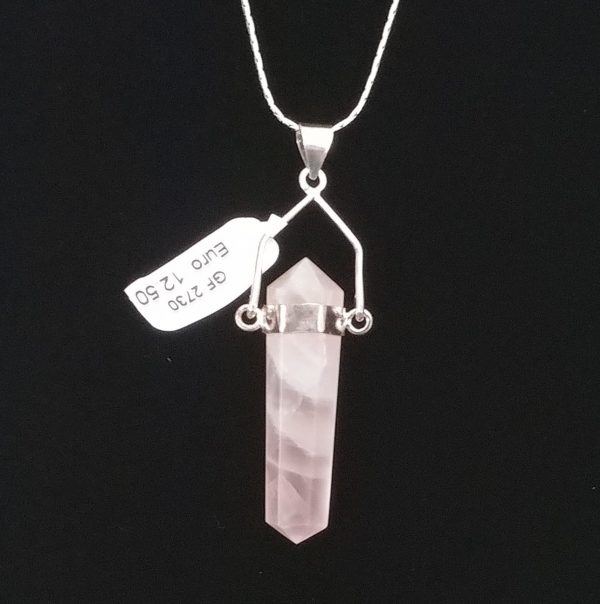 Rose Quartz Crystal Point Pendant #3