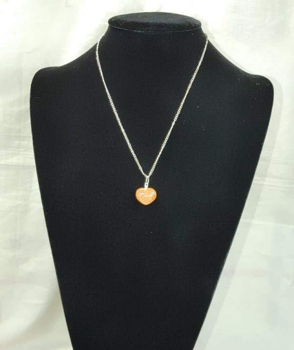 Orange Calcite Heart Necklace #1 - Image 2