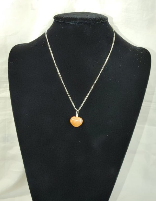 Orange Calcite Heart Necklace #1