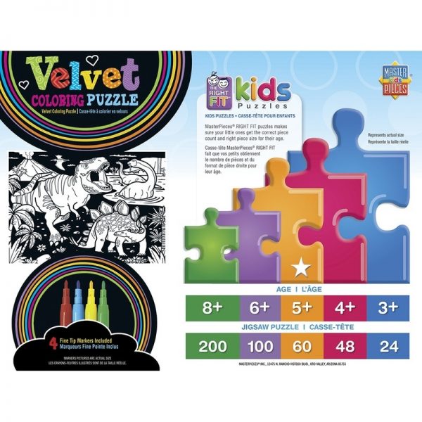 Velvet Coloring Right Fit - Dinosaurs 60 Piece Jigsaw Puzzle - Image 3