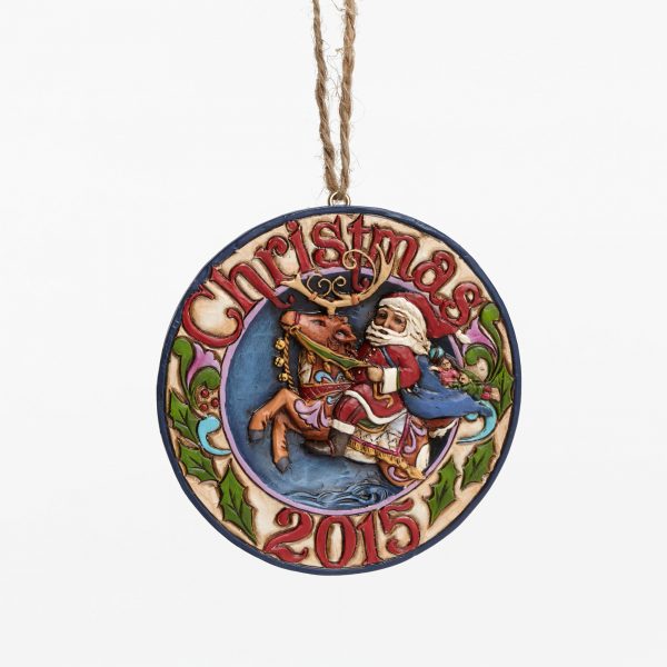 Dated 2015 Santa Reindeer Ornament For Sale