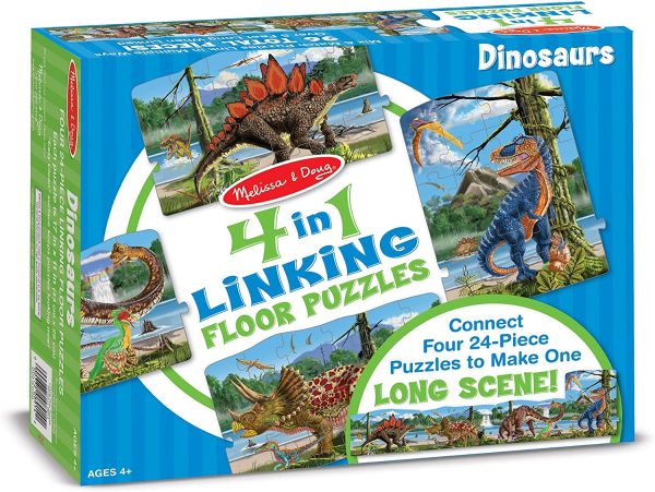 Dinosaur 4-in-1 Jumbo Linking Jigsaw Floor Puzzle – 96 Pieces For Sale