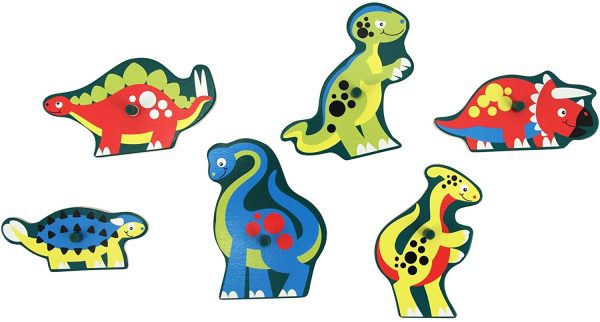 Dinosaurs Wooden Peg Puzzle-2 – 6 Pieces For Sale