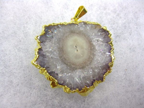 Gold Plated Amethyst Mineral Pendant For Sale #1