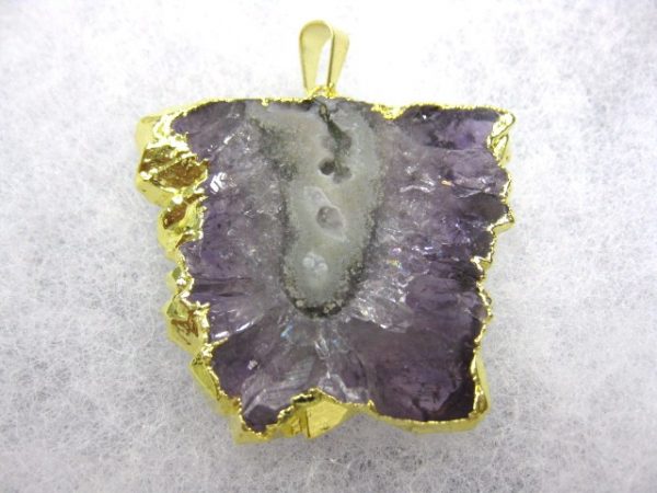 Gold Plated Amethyst Mineral Pendant For Sale #12