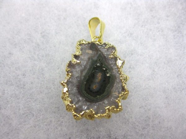 Gold Plated Amethyst Mineral Pendant For Sale #13