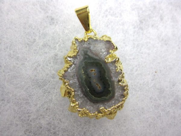 Gold Plated Amethyst Mineral Pendant For Sale #13a