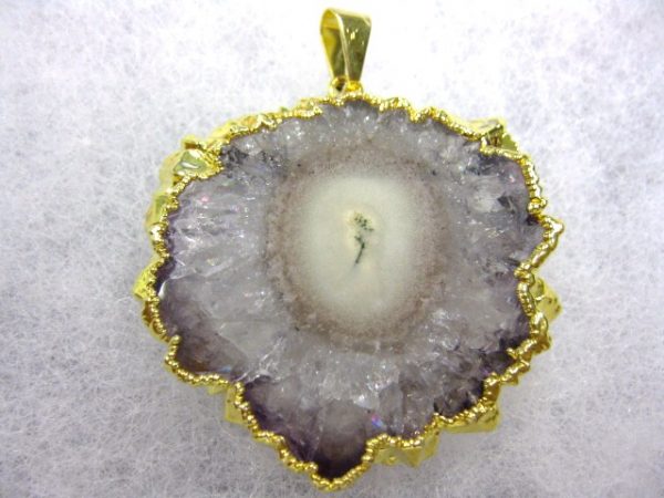 Gold Plated Amethyst Mineral Pendant For Sale #1a