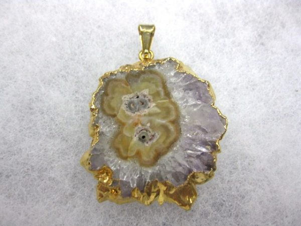 Gold Plated Amethyst Mineral Pendant For Sale #2