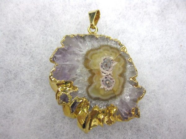 Gold Plated Amethyst Mineral Pendant For Sale #2a