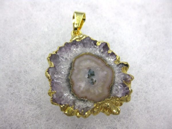 Gold Plated Amethyst Mineral Pendant For Sale #5