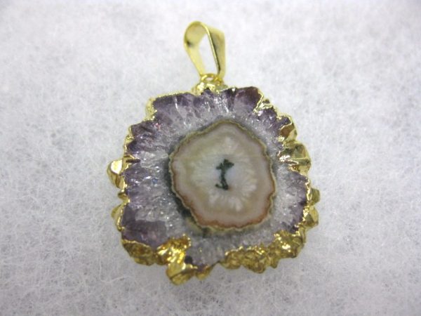 Gold Plated Amethyst Mineral Pendant For Sale #5a