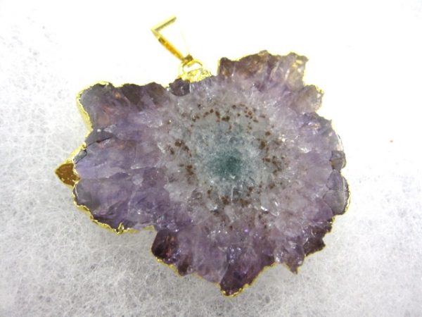 Gold Plated Amethyst Mineral Pendant For Sale #6