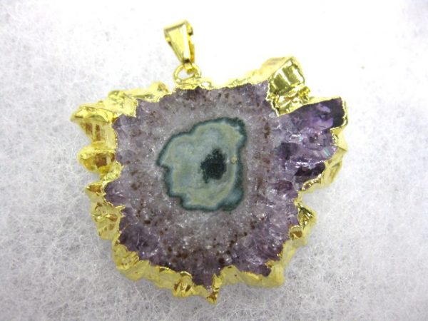 Gold Plated Amethyst Mineral Pendant For Sale #6a