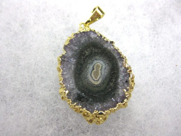 Gold Plated Amethyst Mineral Pendant For Sale #8a