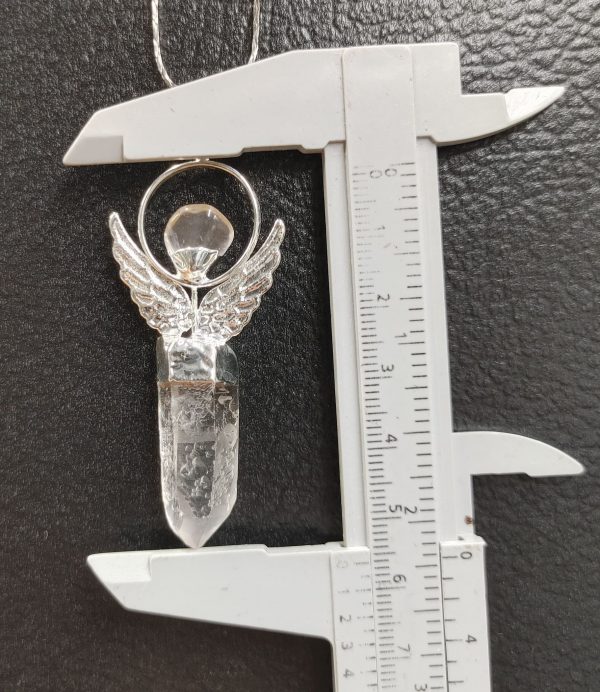 Quartz Crystal Pendant Angel With Rose Quartz #2 - Image 2