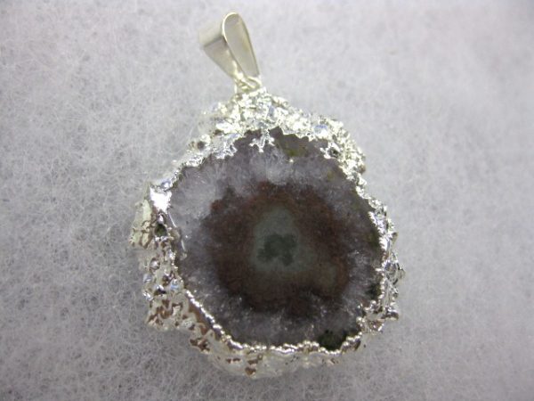 Silver Plated Amethyst Mineral Pendant For Sale #11a