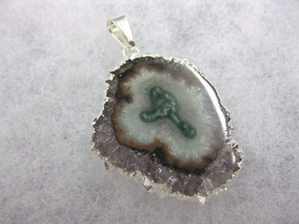 Silver Plated Amethyst Mineral Pendant For Sale #5