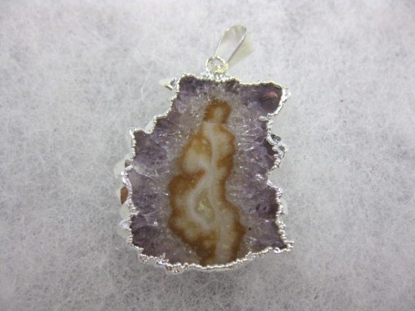 Silver Plated Amethyst Mineral Pendant For Sale #7