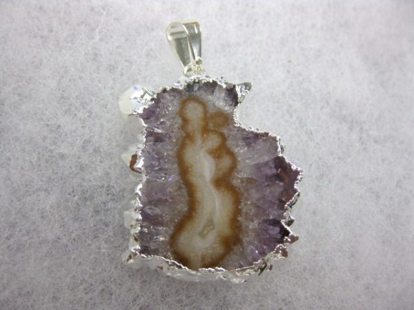 Silver Plated Amethyst Mineral Pendant For Sale #7a