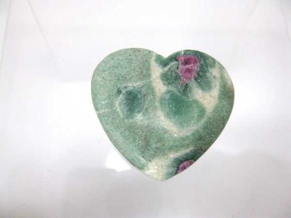 Genuine Fuchsite and Ruby Metaphysical Polished Mineral Heart from Madagascar for Sale. #1