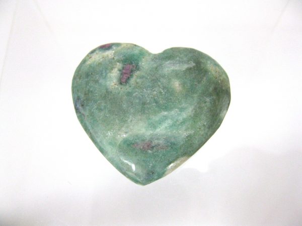 Genuine Fuchsite and Ruby Metaphysical Polished Mineral Heart from Madagascar for Sale. #10a