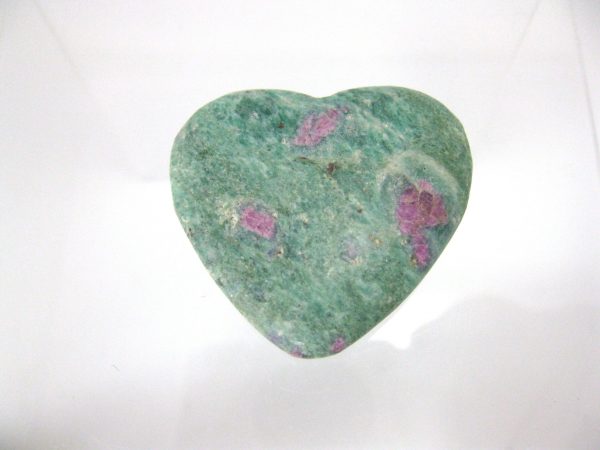 Genuine Fuchsite and Ruby Metaphysical Polished Mineral Heart from Madagascar for Sale. #11a