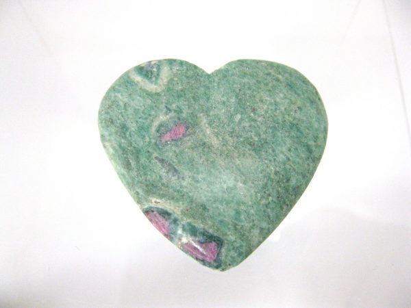 Genuine Fuchsite and Ruby Metaphysical Polished Mineral Heart from Madagascar for Sale. #12a