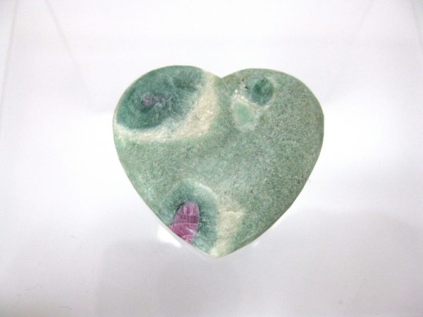 Genuine Fuchsite and Ruby Metaphysical Polished Mineral Heart from Madagascar for Sale. #1a