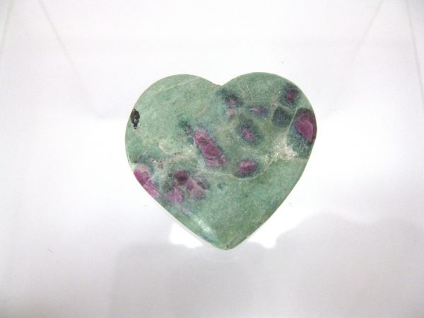 Genuine Fuchsite and Ruby Metaphysical Polished Mineral Heart from Madagascar for Sale. #2