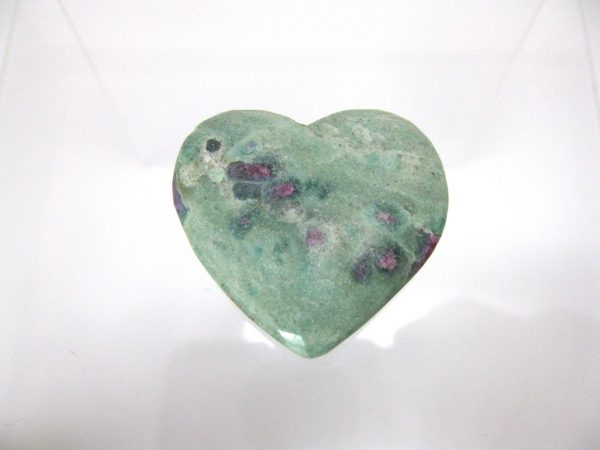 Genuine Fuchsite and Ruby Metaphysical Polished Mineral Heart from Madagascar for Sale. #2a