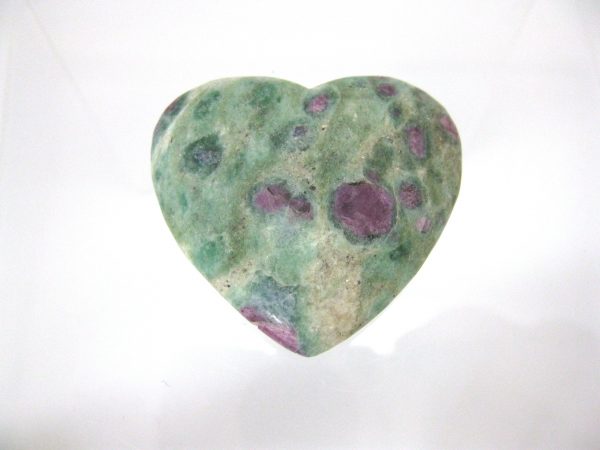 Genuine Fuchsite and Ruby Metaphysical Polished Mineral Heart from Madagascar for Sale. #3