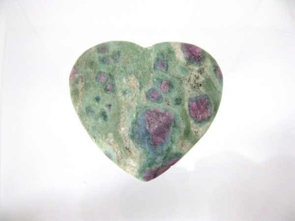 Genuine Fuchsite and Ruby Metaphysical Polished Mineral Heart from Madagascar for Sale. #3a