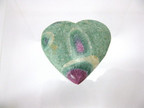 Genuine Fuchsite and Ruby Metaphysical Polished Mineral Heart from Madagascar for Sale. #4a