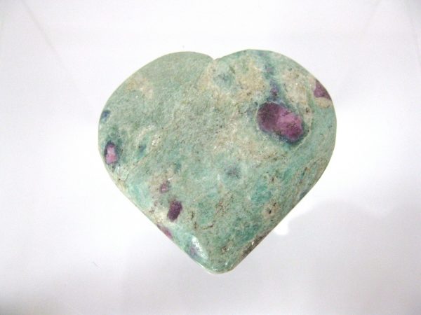 Genuine Fuchsite and Ruby Metaphysical Polished Mineral Heart from Madagascar for Sale. #5