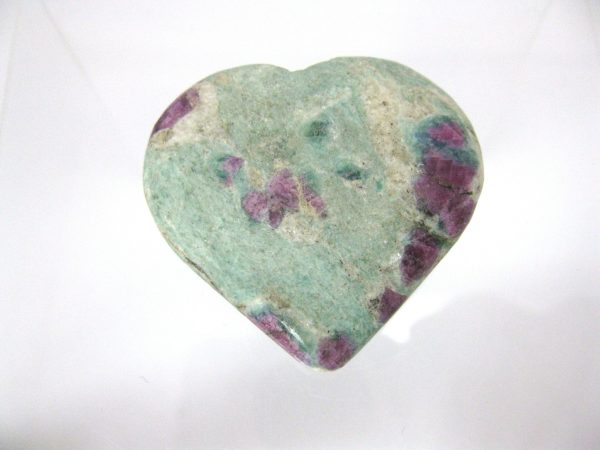 Genuine Fuchsite and Ruby Metaphysical Polished Mineral Heart from Madagascar for Sale. #5a