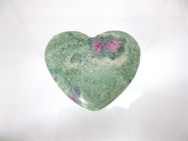 Genuine Fuchsite and Ruby Metaphysical Polished Mineral Heart from Madagascar for Sale. #7a