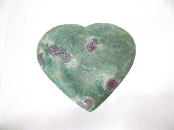 Genuine Fuchsite and Ruby Metaphysical Polished Mineral Heart from Madagascar for Sale. #8a