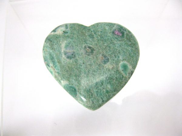 Genuine Fuchsite and Ruby Metaphysical Polished Mineral Heart from Madagascar for Sale. #9a