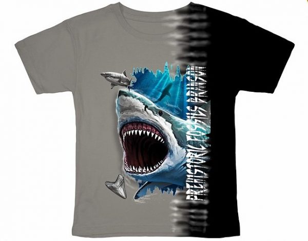 YOUTH Black & Gray Shark Double Tearout T-Shirts