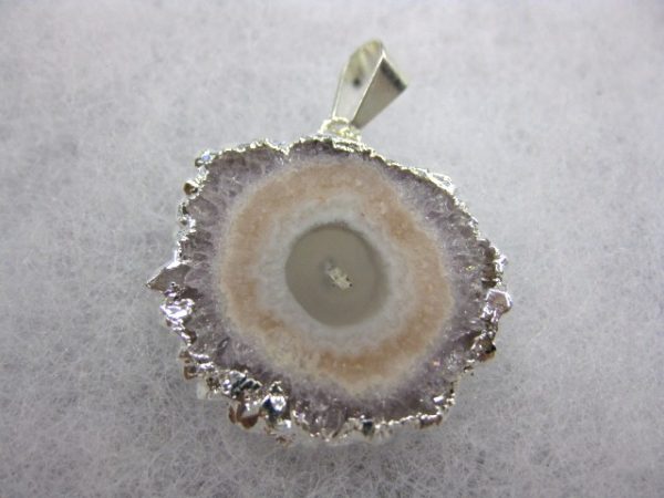 Silver Plated Amethyst Mineral Pendant For Sale #12a