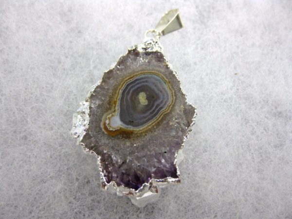 Silver Plated Amethyst Mineral Pendant For Sale #6