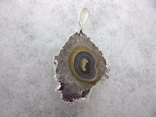 Silver Plated Amethyst Mineral Pendant For Sale #6a