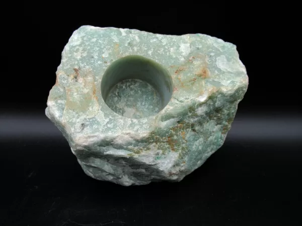 Natural Aventurine Mineral Candle Holder #3a For Sale