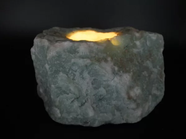 Natural Aventurine Mineral Candle Holder #3b For Sale