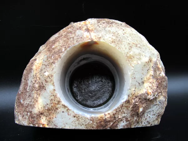 Natural Agate Mineral Candle Holder #3a For Sale