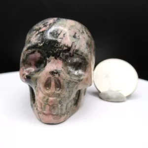 Polished Rhodonite Metaphysical Skull for Sale #2