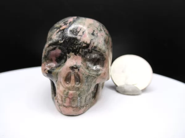 Polished Rhodonite Metaphysical Skull for Sale #2