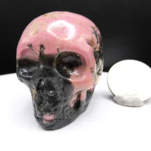 Polished Rhodonite Metaphysical Skull for Sale #3